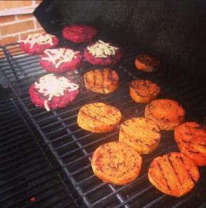Beet Burgers & Yam Chops on the Grill 