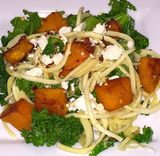 Parsnip Noodles with Roasted Butternut Squash & Kale